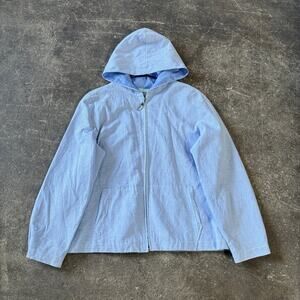 220 Hickory Jacket Womens M Blue Hooded Gingham Check Lightweight